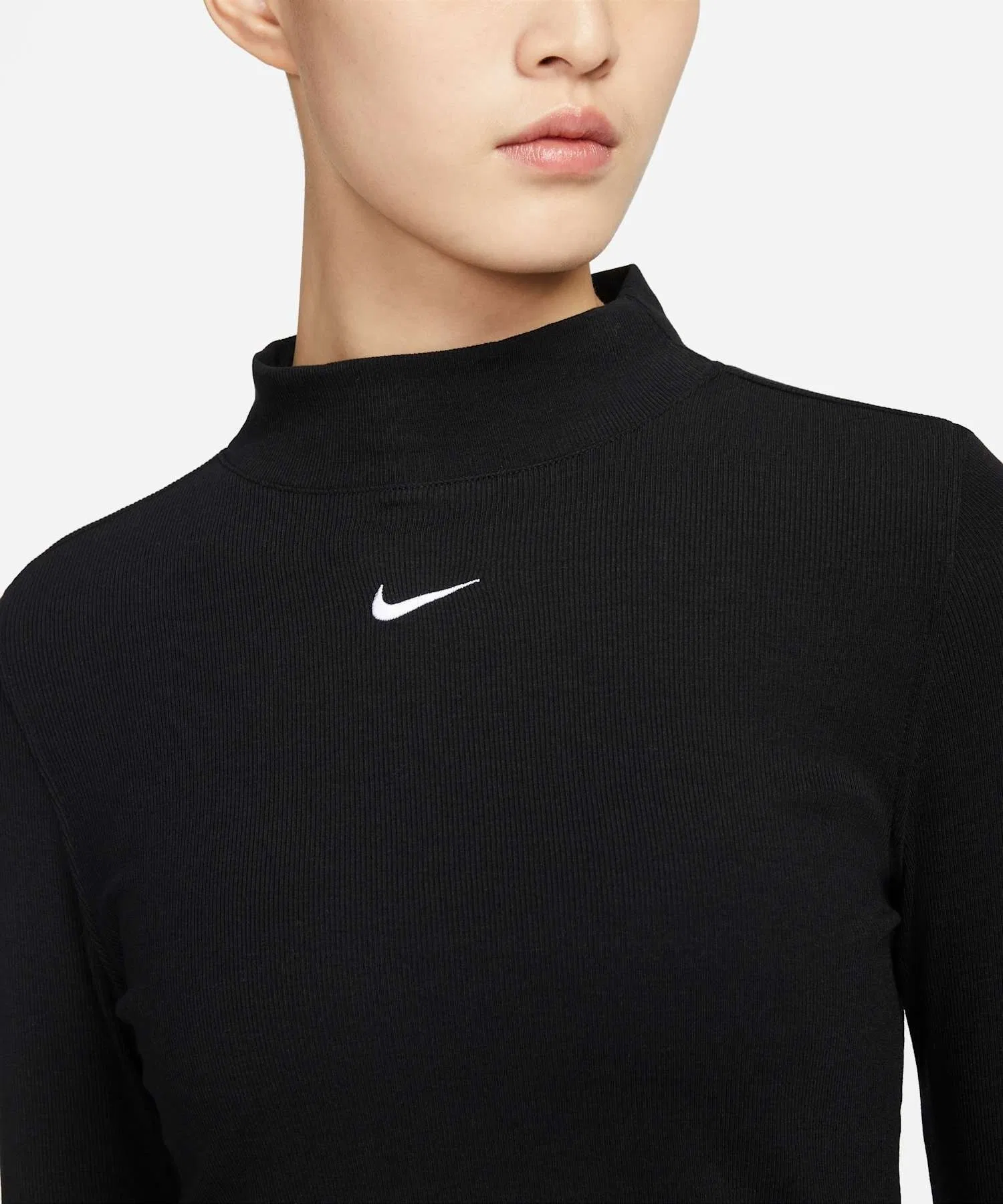 Унисекс футболка с длинным рукавом NIKE Essential с высоким воротом чёрная — фото 3
