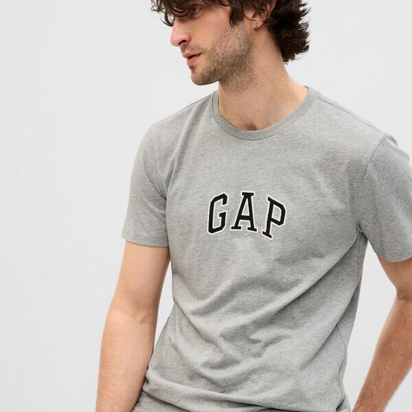 

Футболка из хлопка с вышитым логотипом Gap, серый