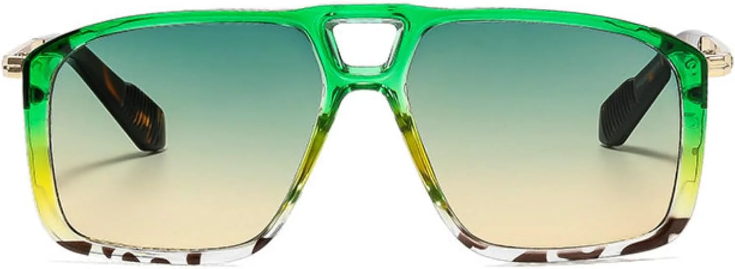 

Солнцезащитные очки COTIA Square Double Bridge для женщин и мужчин, модные очки-пилот, классические ретро-очки в стиле 90-х, стильные и оригинальные, Green Leopard