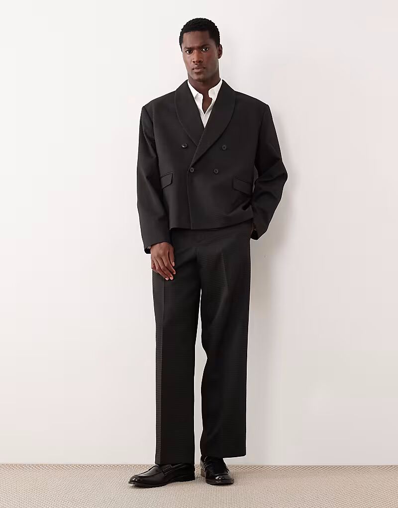 

Широкие брюки из черного жаккарда Asos Design