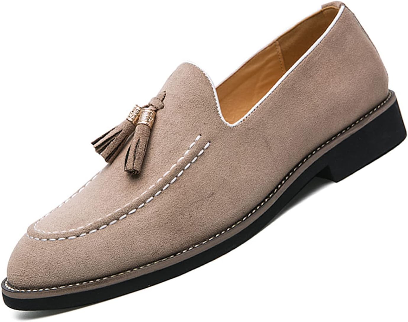 

Мужские замшевые лоферы KCTRFSJ с кисточками, ручной работы, мокасины с удобной посадкой, обувь, удобная нескользящая деловая обувь, Apricot Color