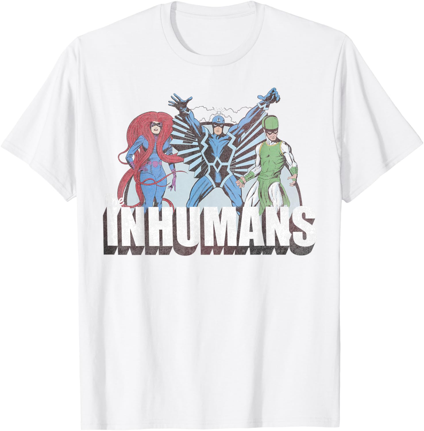 

Футболка Marvel «Нелюди» с изображением Медузы, Черного Болта и Карнака, белая