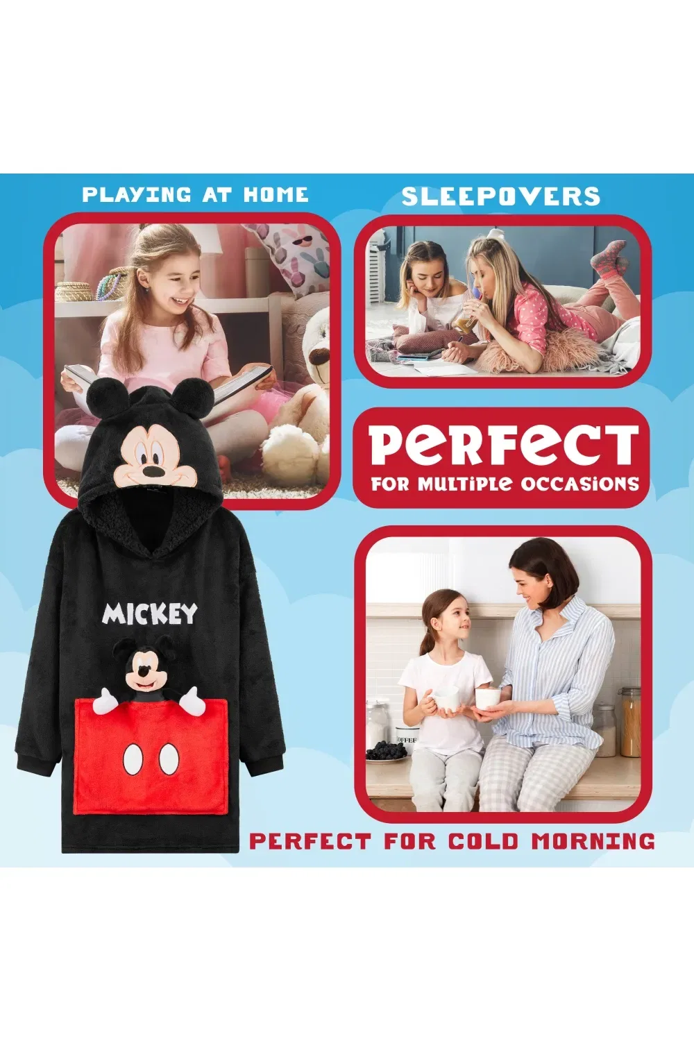 Детский халат-плед Disney с плюшевой игрушкой, черный — фото 4