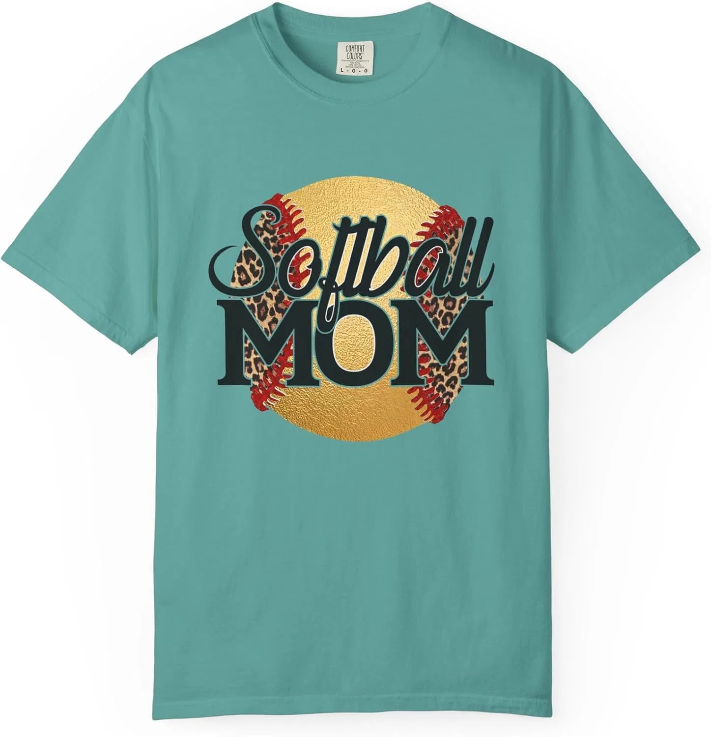 Футболка с принтом Softball Mom, Garment-Dyed, Seafoam