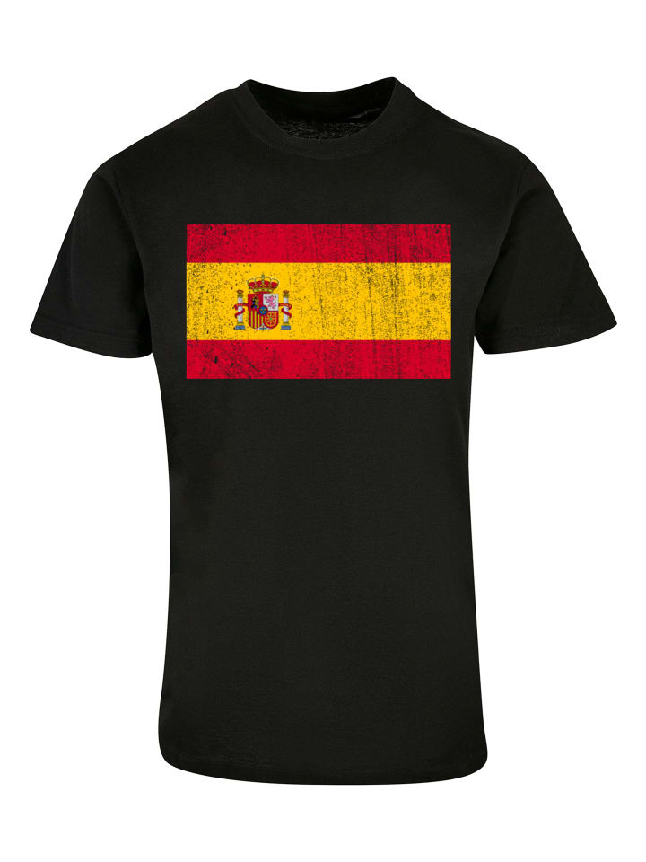 

F4NT4STIC Футболка с испанским флагом, с эффектом потертости, черного цвета, Черный, F4NT4STIC Футболка с испанским флагом, с эффектом потертости, черного цвета