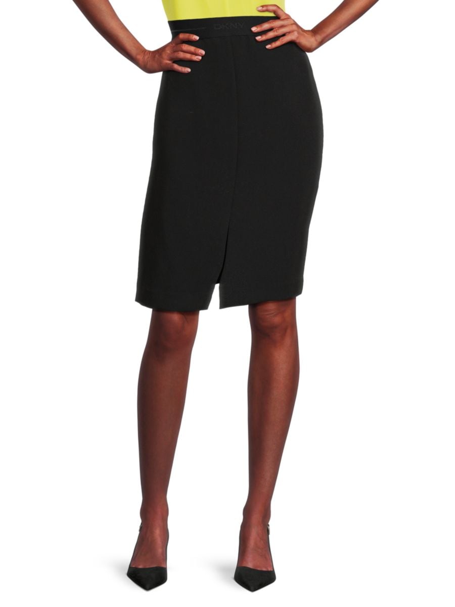 

Юбка длиной до колена с логотипом DKNY, черный
