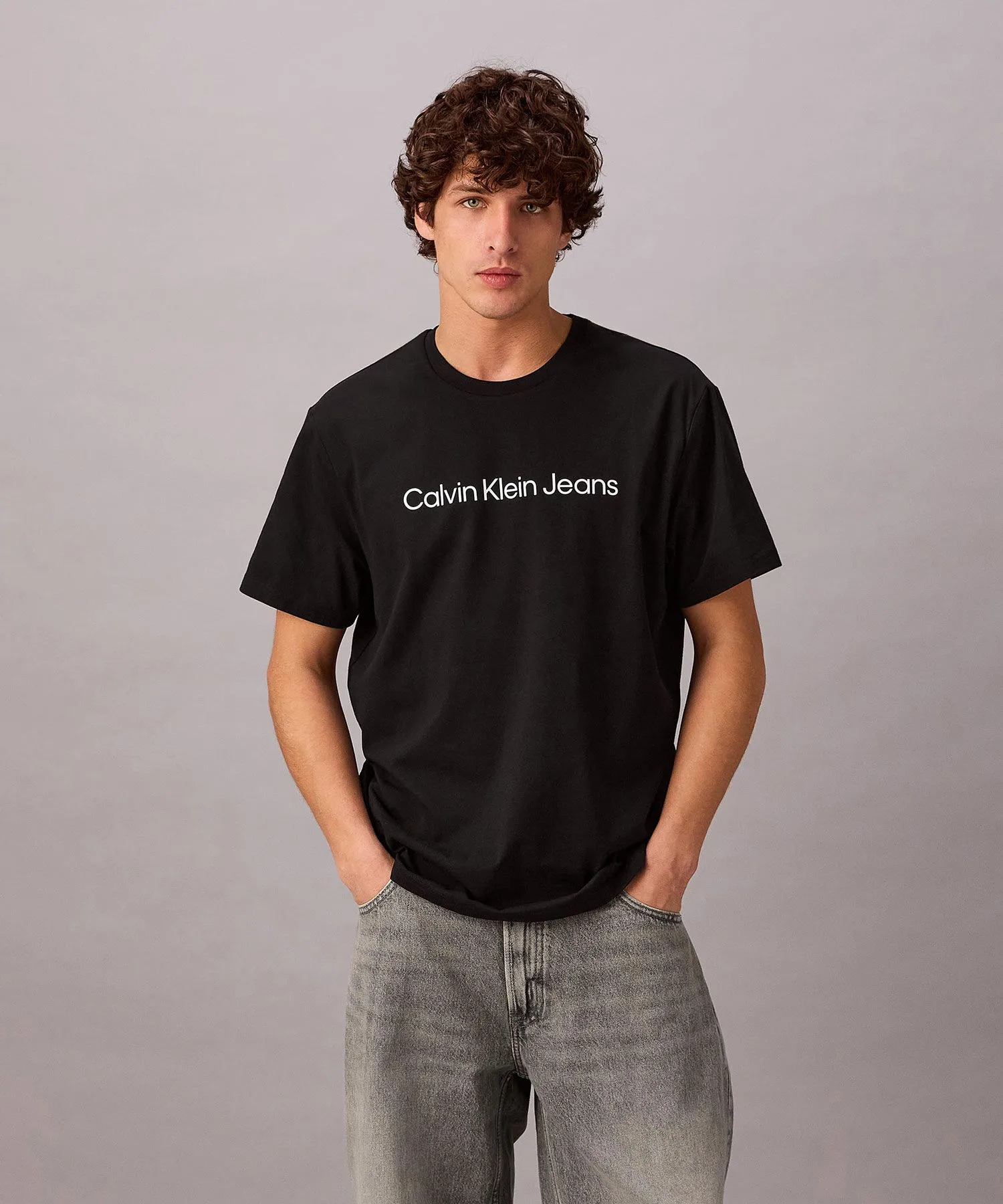Унисекс футболка с логотипом Calvin Klein короткий рукав чёрный