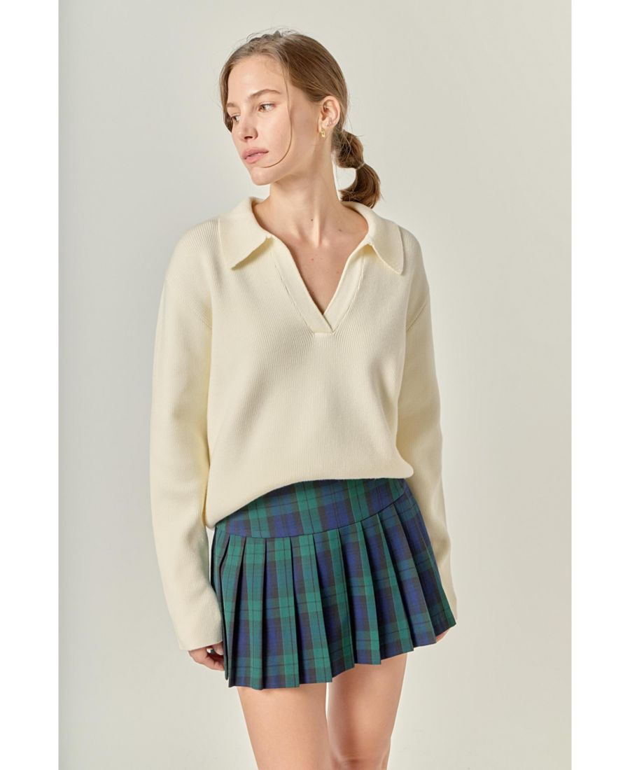 

Женская трикотажная блузка с объемным воротником English Factory, Cream