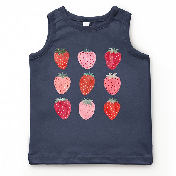 

Футболка-майка с принтом в виде акварельной клубники The Juniper Shop, Navy