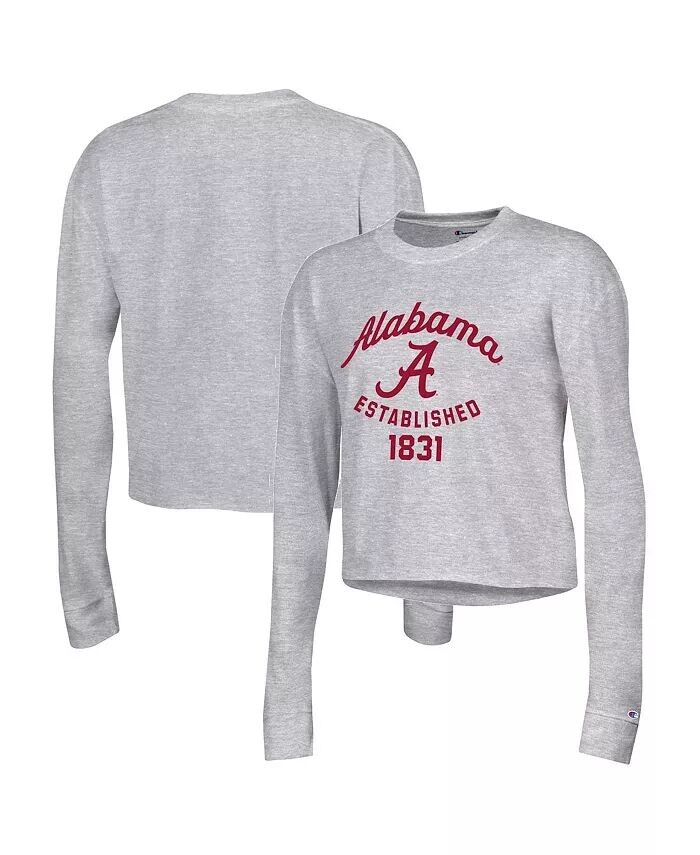 

Женская серая укороченная футболка с длинным рукавом Alabama Crimson Tide Boyfriend Champion