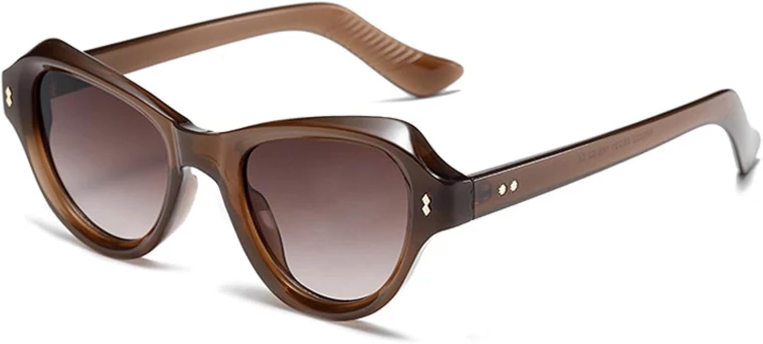 

Модные солнцезащитные очки «кошачий глаз» с заклепками, женские солнцезащитные очки в стиле ретро с градиентным переходом цвета, защита от УФ-излучения UV400, мужские солнцезащитные очки TVTBBVV, Brown Tea Gradient