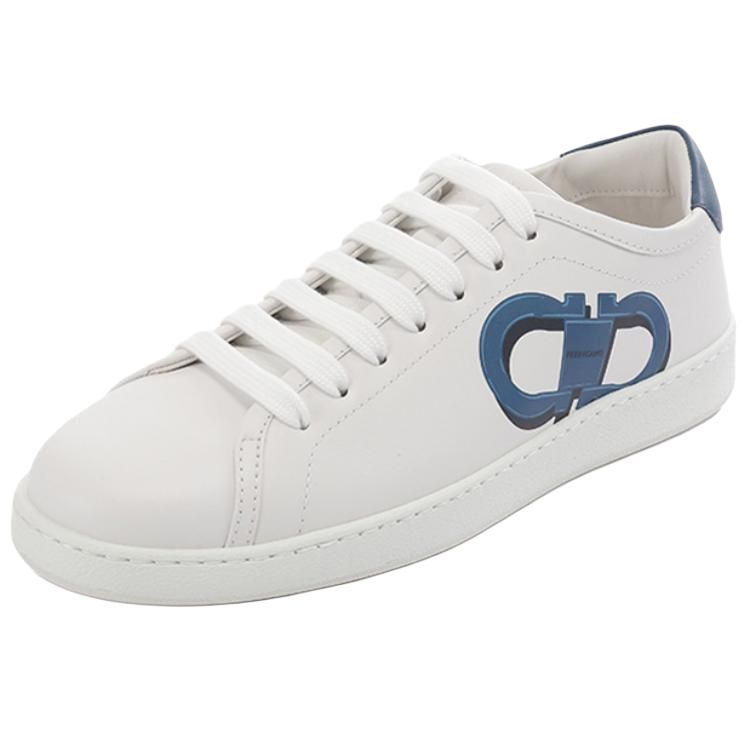 

Ferragamo Феррагамо мужские низкие скейтерские кроссовки бело-синие