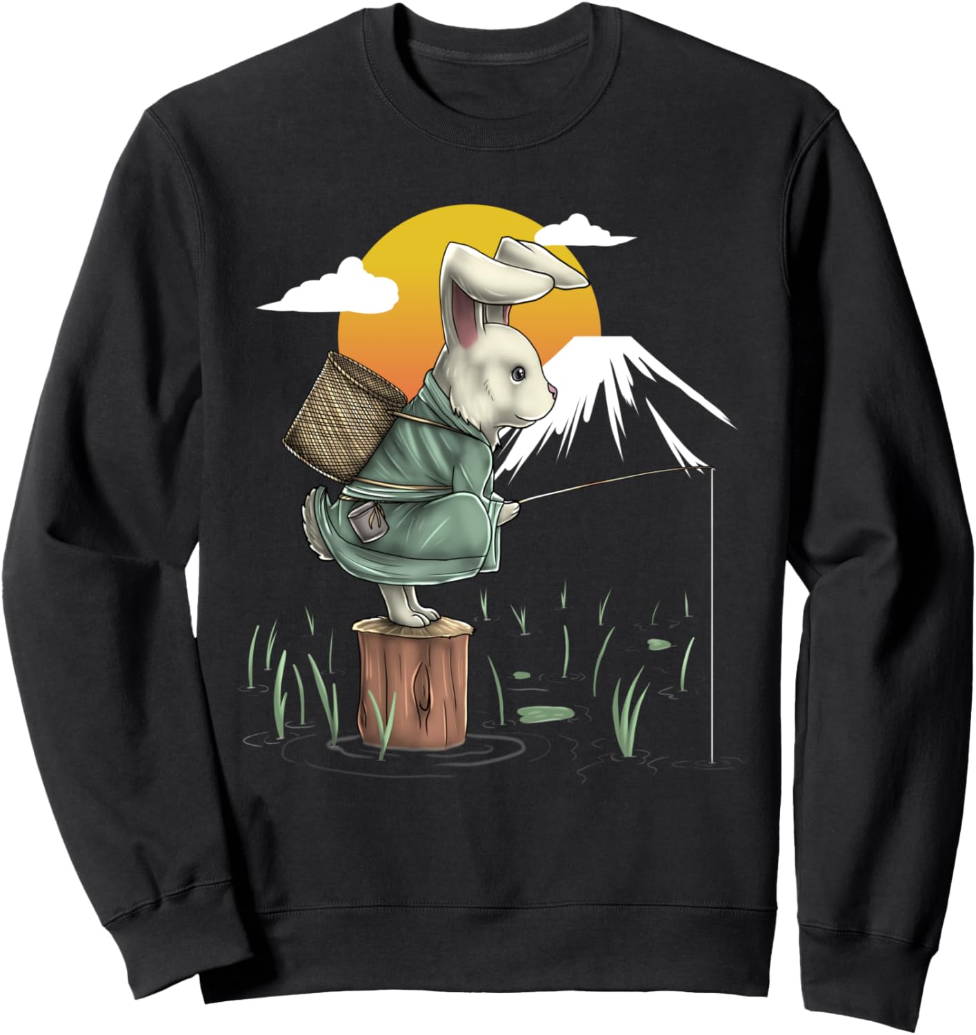 

Футболка в винтажном стиле с изображением кролика, рыбалки и зайчика, в японском стиле Харадзюку, черная Asia Vaporwave Graphic Streetwear