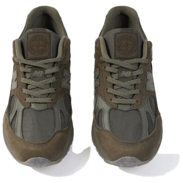 Кроссовки x stone island 991 v2 'military green' New Balance, зеленый — фото 4