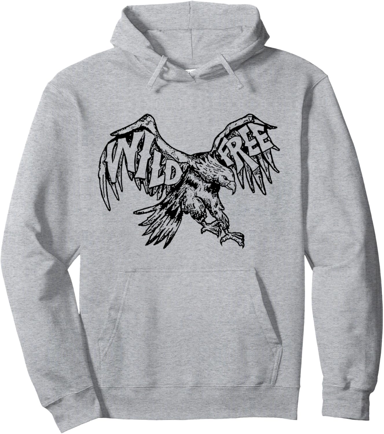 

Худи Wild & Free Vintage Eagle Hand Lettering Freedom USA 80-х годов Giant Step Design Co., серый
