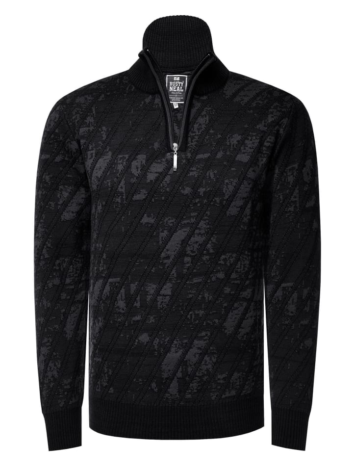 

Свитер с воротником-стойкой и полумолнией черного цвета Rusty Neal