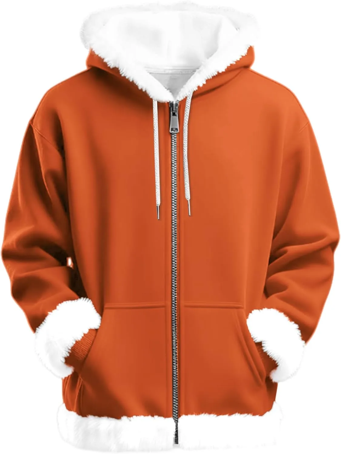 

Мужская рождественская худи с меховым воротником, уютная флисовая толстовка на молнии RSZGSWS