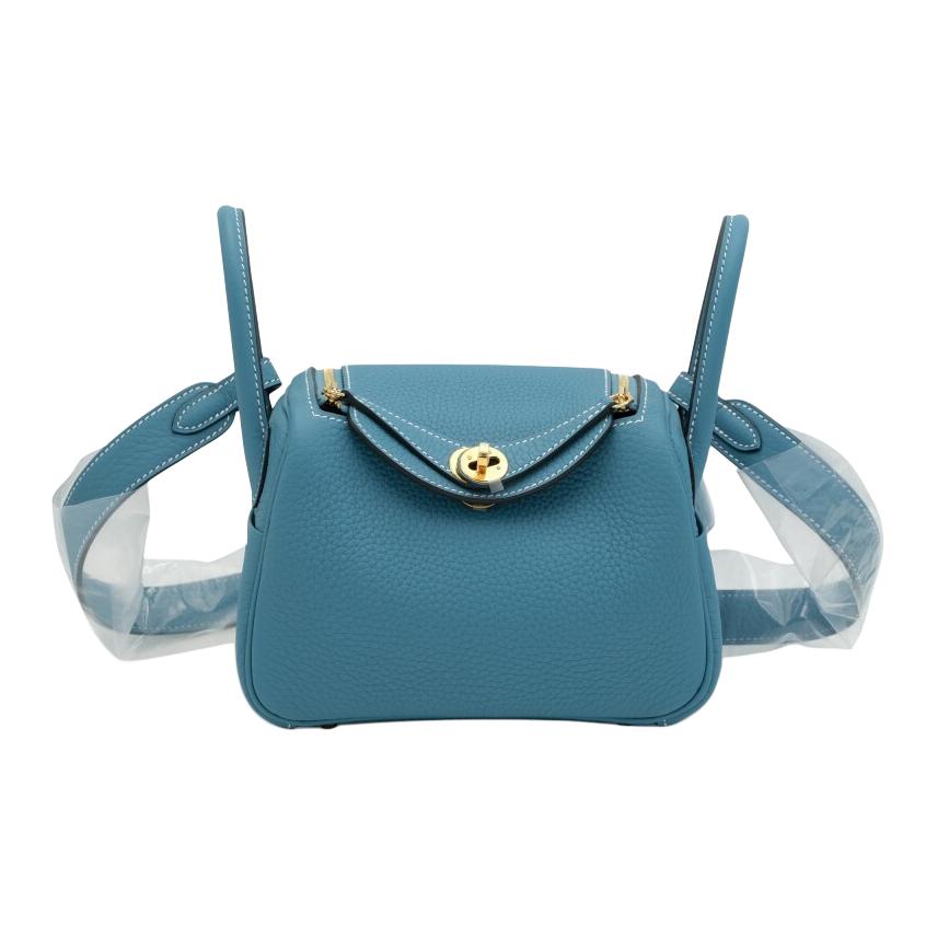 

Сумка через плечо Lindy Clemence Bullock из кожи мини женская D2 новый джинсовый синий деним HERMES