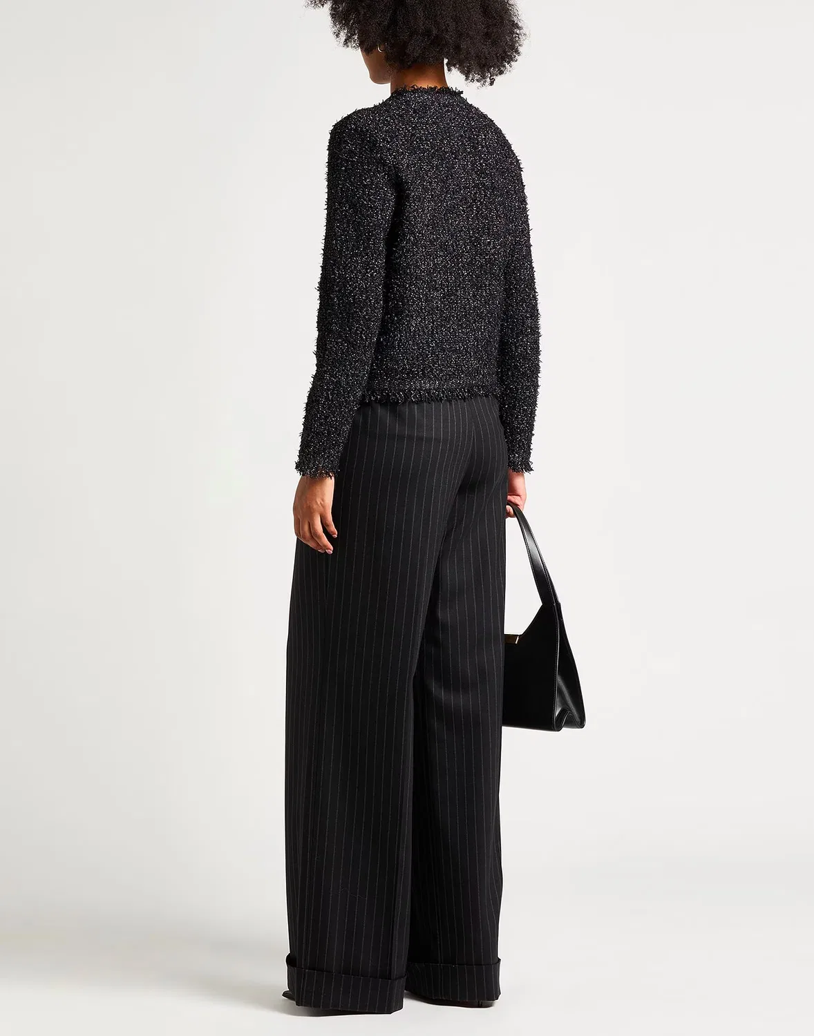 Куртка Gucci из твида с металлической нитью, однобортная, черный — фото 3