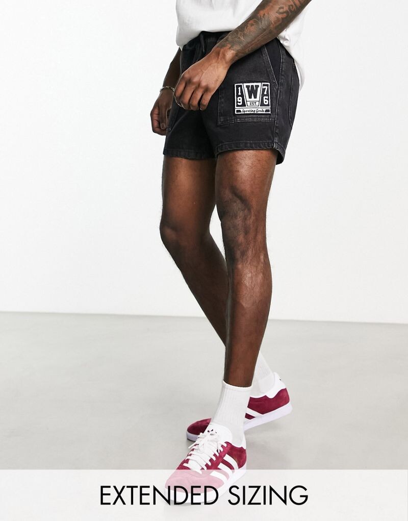 

Черные укороченные джинсовые шорты со вставками ASOS DESIGN