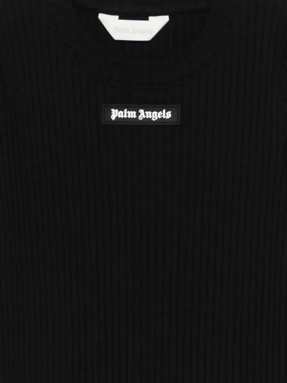 Платье с длинными рукавами в рубчик Palm Angels Kids, черный — фото 3