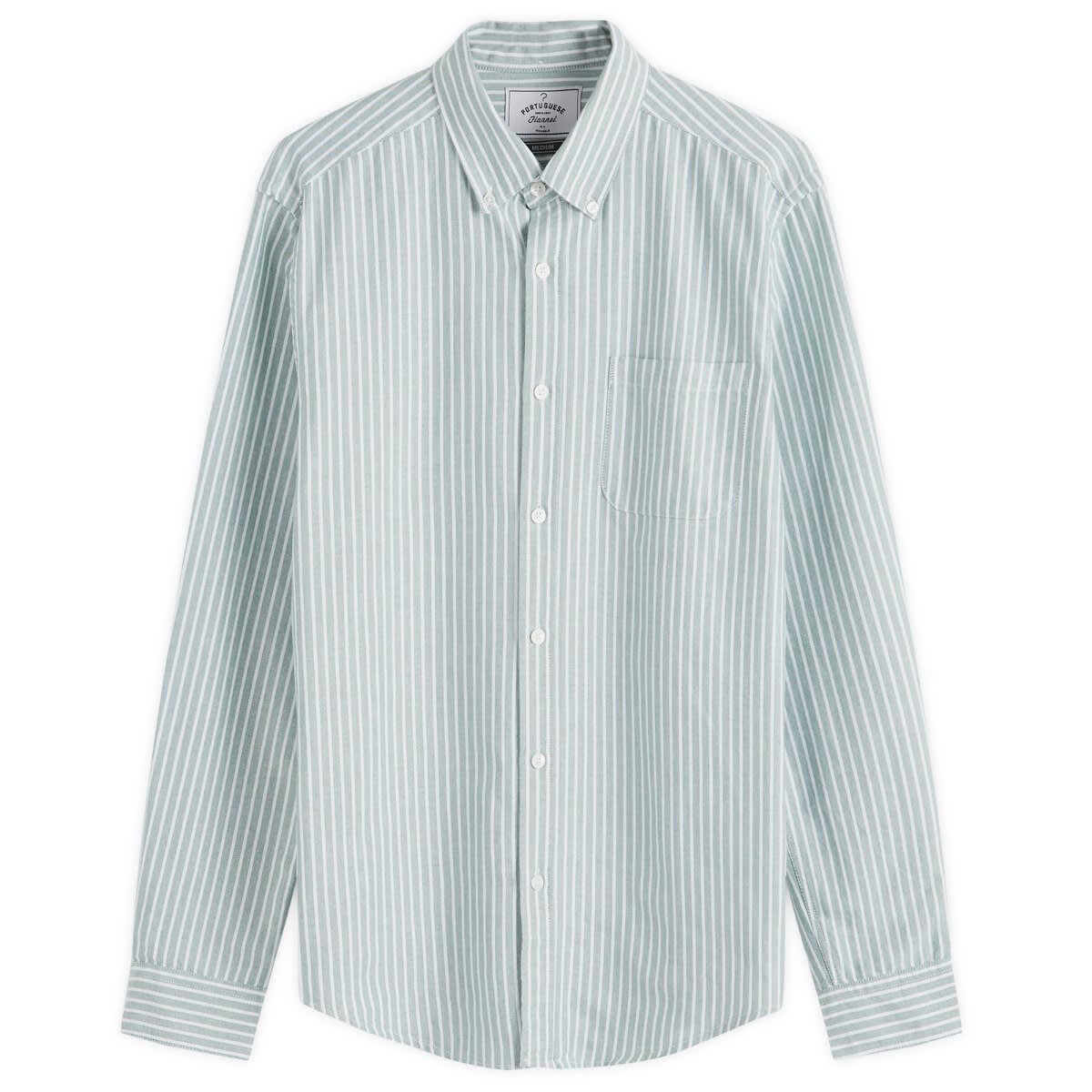 

Рубашка Portuguese Flannel Belavista Stripe Button Down Oxford Shirt, цвет White & Green
