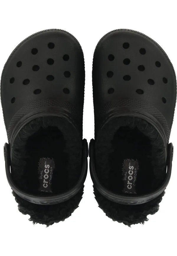 Детские классические домашние тапочки-сабо на подкладке Crocs, Black Black — фото 3