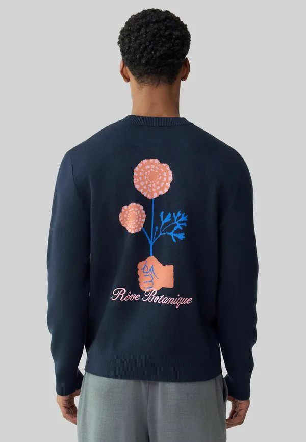 Свитер с круглым вырезом и графическим принтом, стандартного кроя. Next, Navy Blue