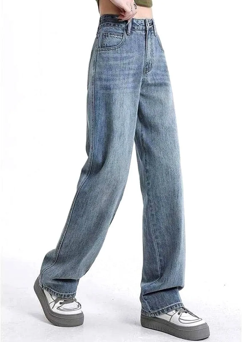 Женские джинсы с высокой талией и прямыми штанинами Casual Stretch Washed для офиса — фото 4