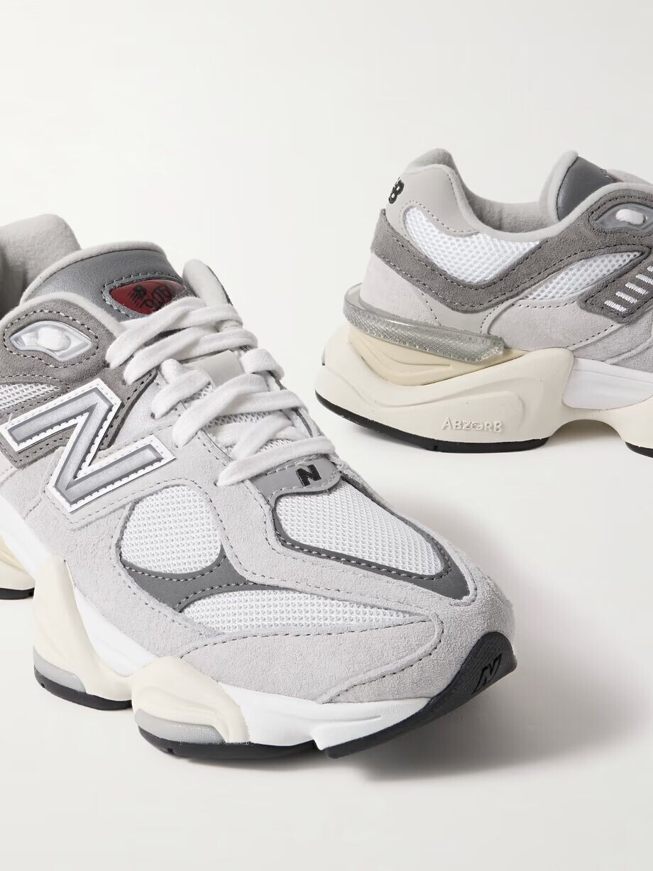 Кроссовки 9060 из замши и сетки с отделкой из нубука New Balance, серый — фото 4