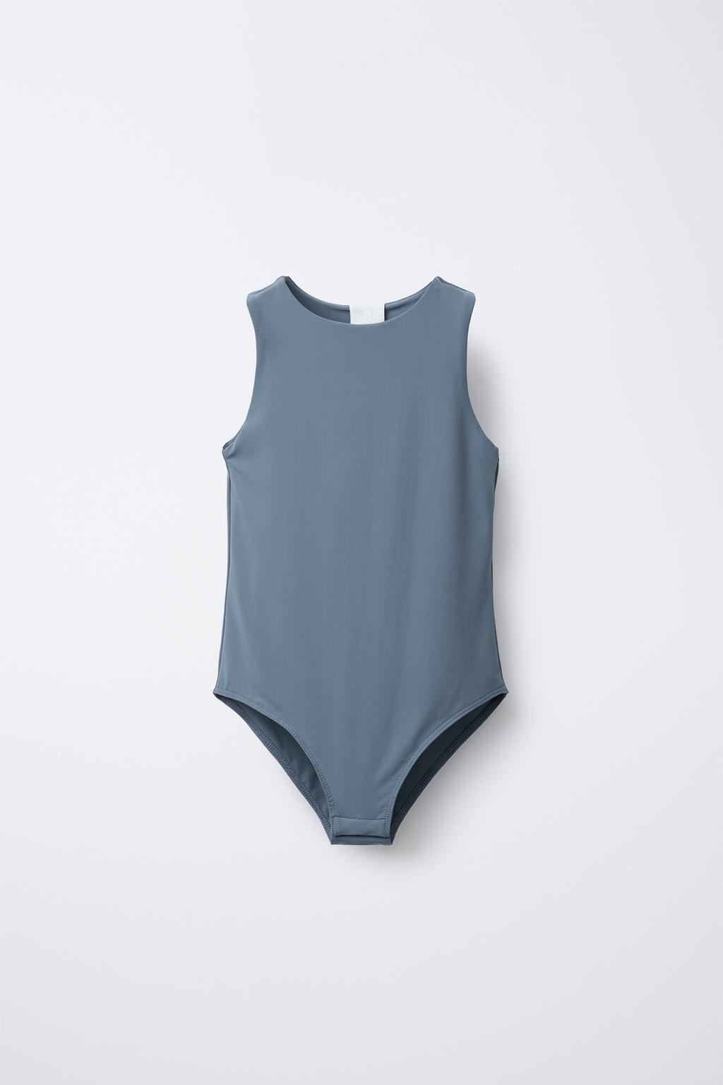 

Простое боди на бретельках ZARA, цвет Blue/Grey