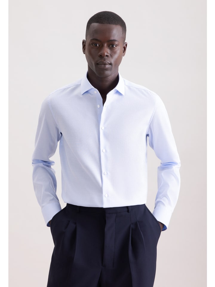 

Seidensticker Приталенная деловая рубашка среднего синего цвета