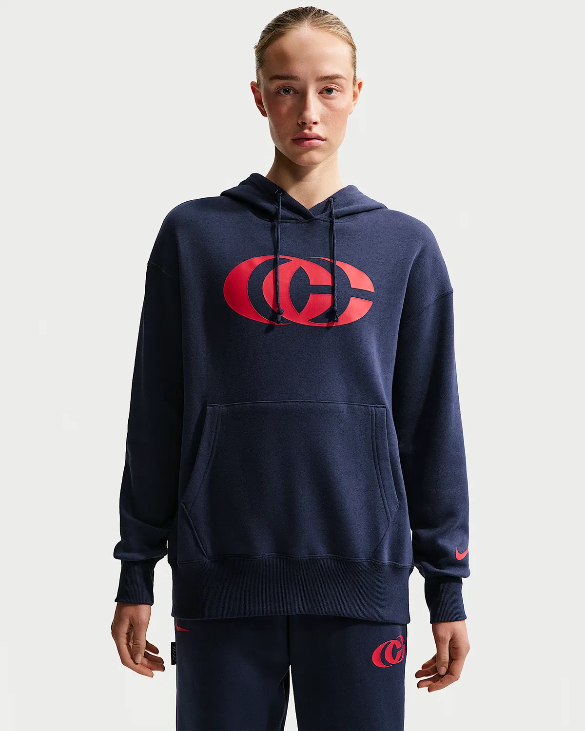 Nike Basketball Phoenix Fleece Pullover Hoodie Caitlin Clark, Midnight Navy/University Red/University Red — фото 2
