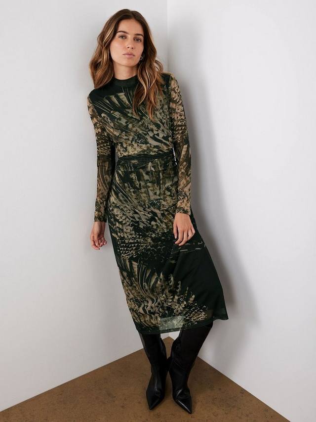

Платье миди с абстрактным принтом Mint Velvet, Gold