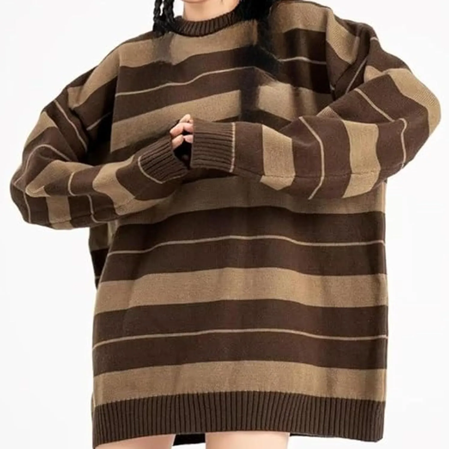 

Мужской полосатый вязаный пуловер Casual Color Block Slim Fit SWJGLITTR