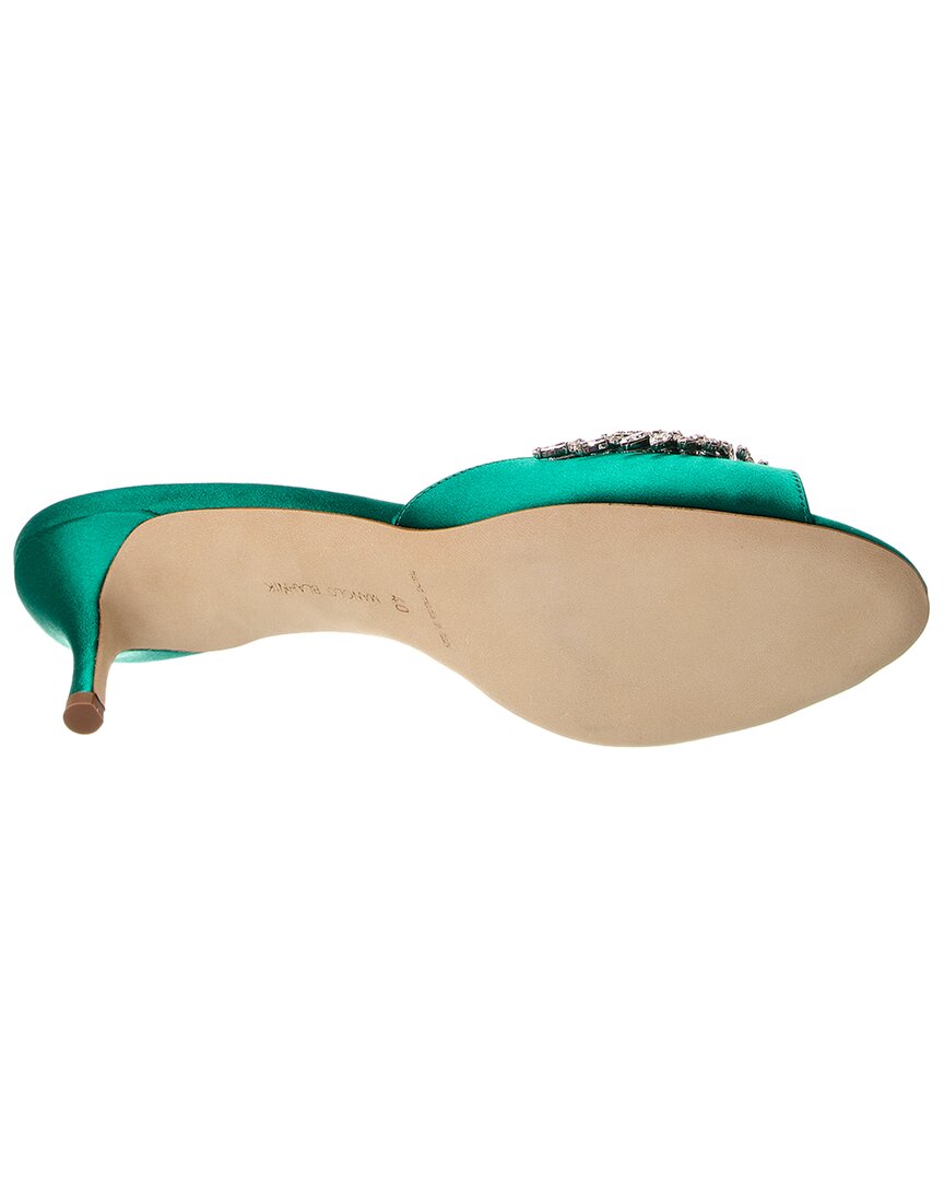 Manolo Blahnik Lumada 50 Satin Sandal, зеленый — фото 4