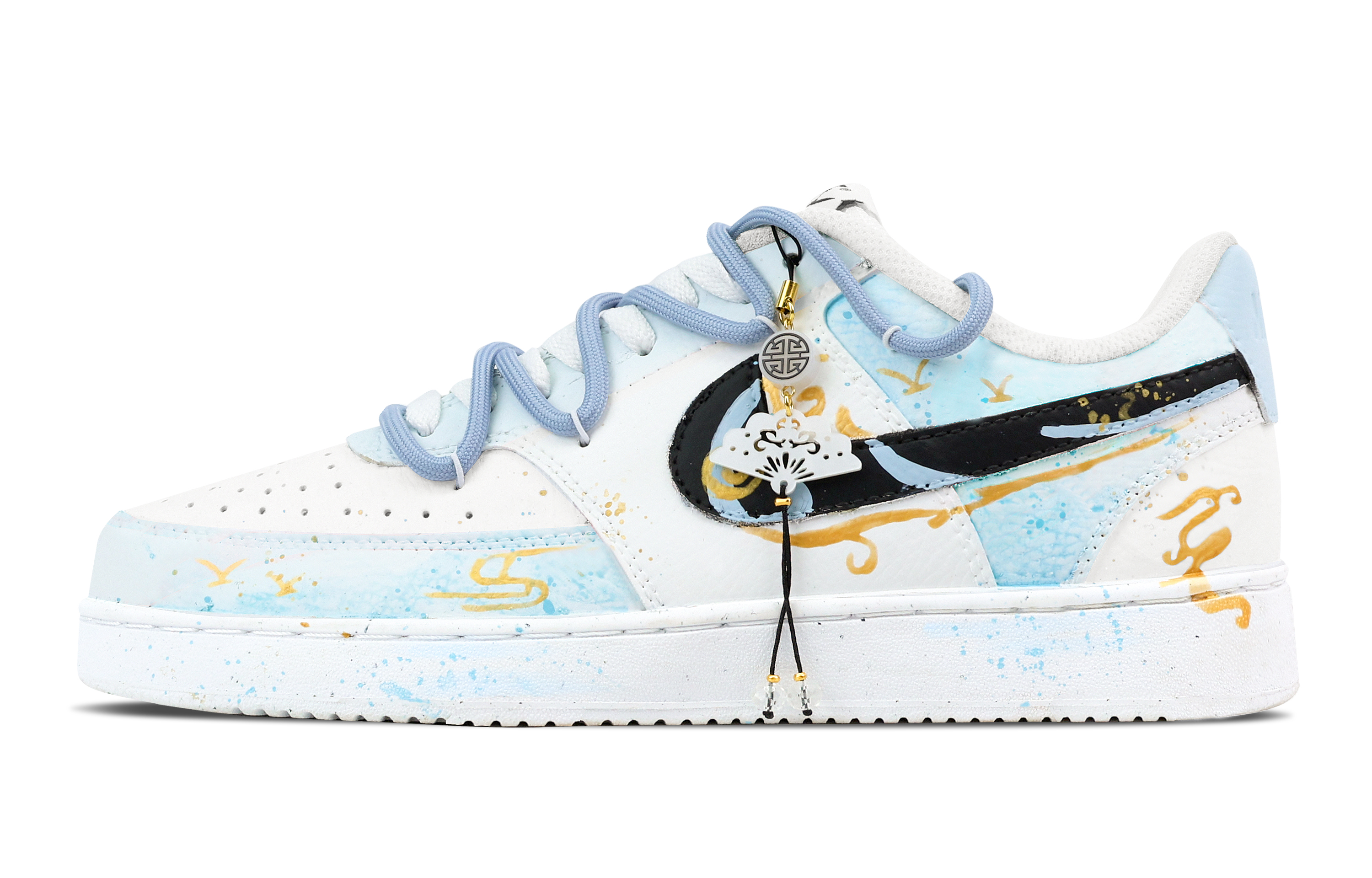 

Nike Кроссовки Court Vision 1 Dragon Soaring Into The Clouds с нескользящей подошвой, износостойкие, мужские, синие