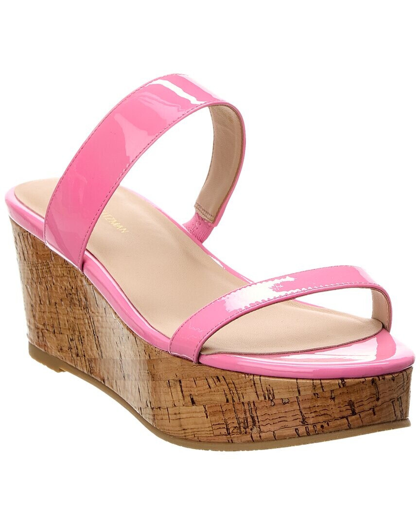 Лакированные босоножки на танкетке Stuart Weitzman Boardwalk 65, розовый — фото 3