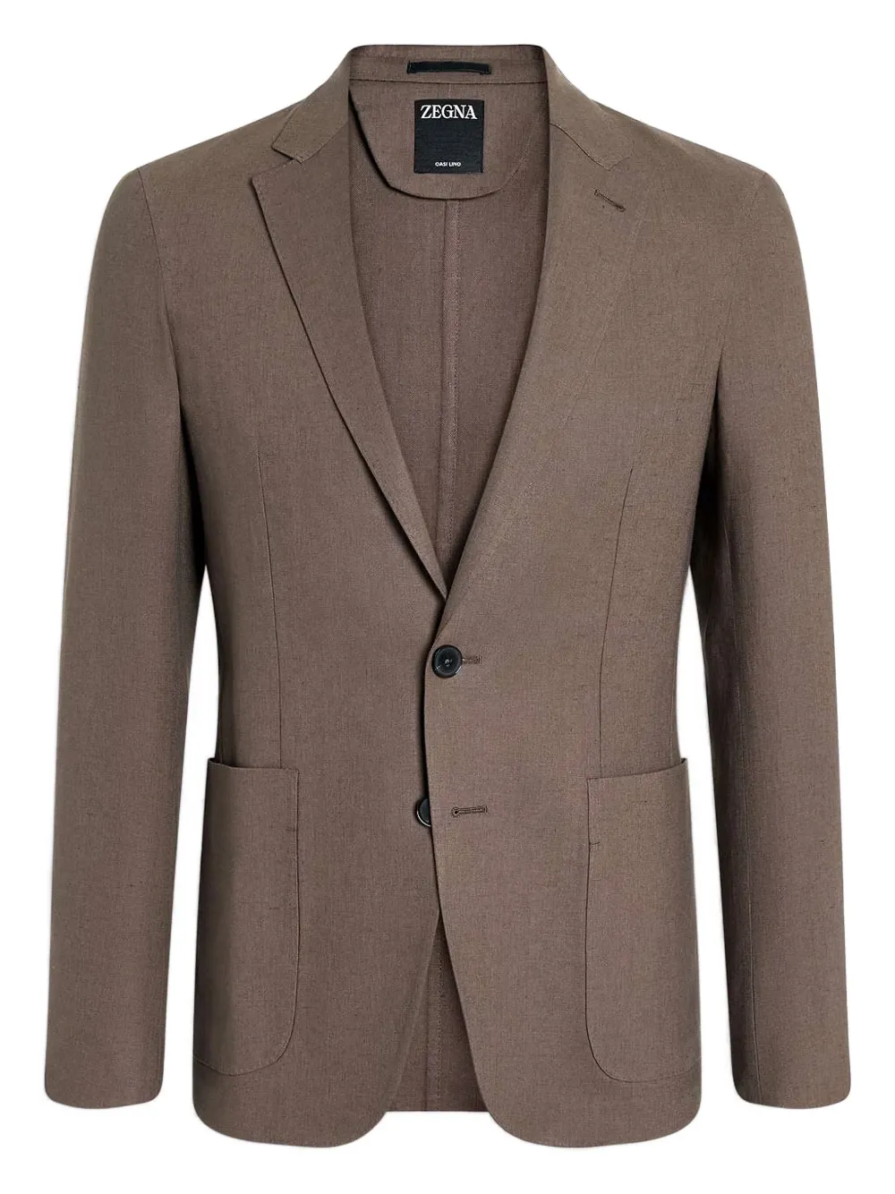 

Двубортный пиджак с накладными карманами Zegna, коричневый
