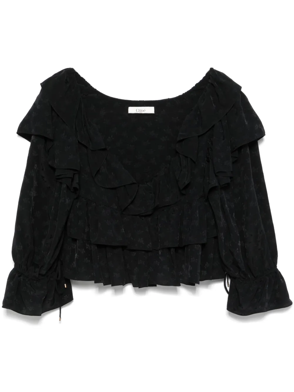 

Укороченная блузка с оборками CHLOÉ, черный