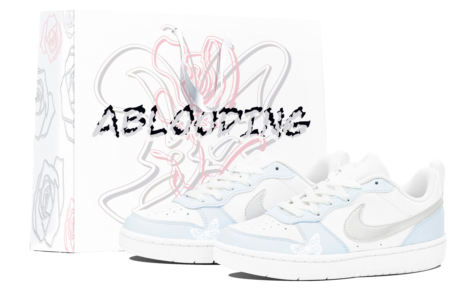 Кроссовки Nike Court Borough Skateboarding Shoes Women's Low-top Silver, голубой