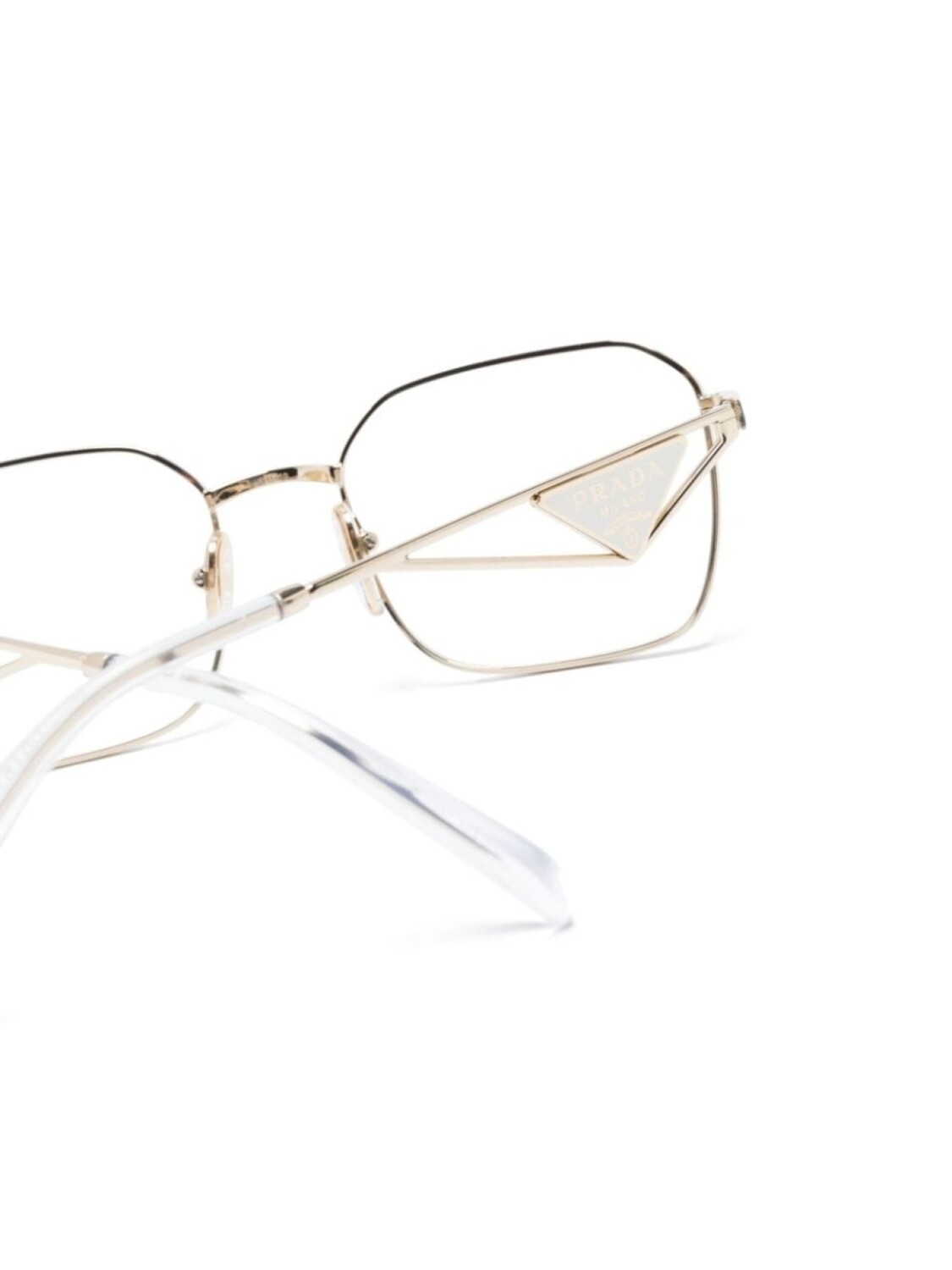 Prada Eyewear очки в квадратной оправе с логотипом, нейтральный цвет — фото 3