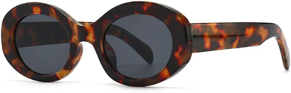 

Модные овальные солнцезащитные очки для женщин, солнцезащитные очки UV400 для мужчин, ретро-круглые солнцезащитные очки с леопардовым принтом MTZJH, Leopard Gray