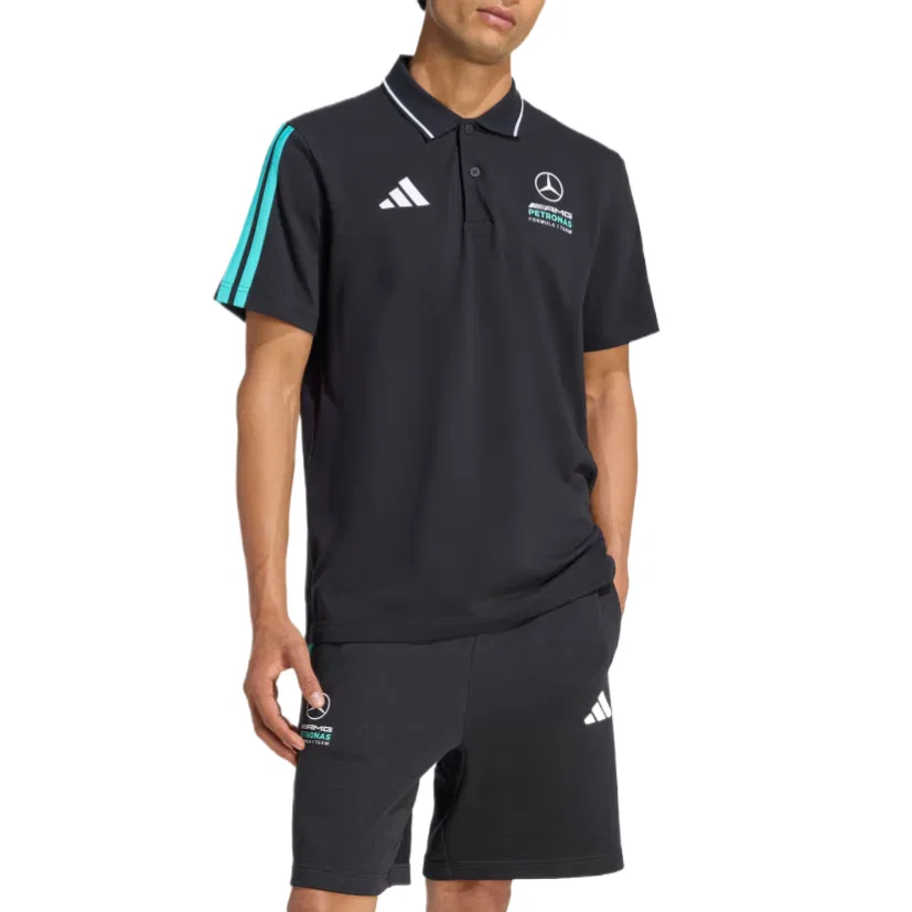 Поло мужское Black/Semi Mint Green, отложной воротник, прямой крой Adidas — фото 3