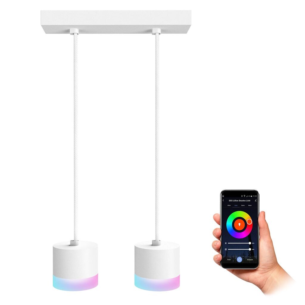 

Подвесной светильник VORA, 2 лампы, белый, с световой кромкой, вкл. Smart GX53 LED 6 Вт RGBW WLAN, количество: комплект из 1 шт. SSC-LUXon