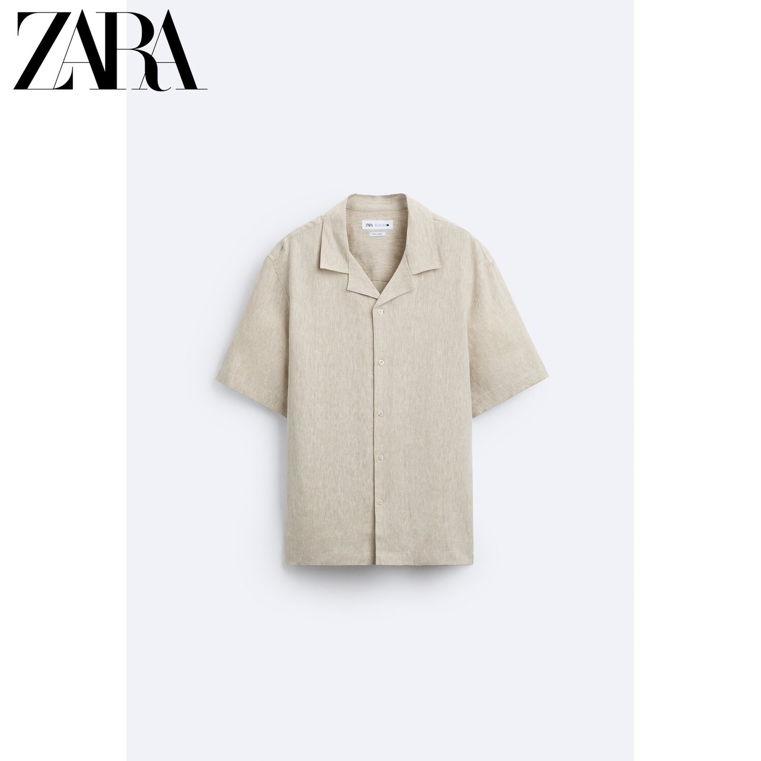 

Рубашка мужская Zara с короткими рукавами, бежевый