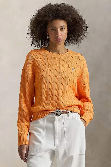 Свитер из тонкого трикотажа Polo Ralph Lauren, оранжевый