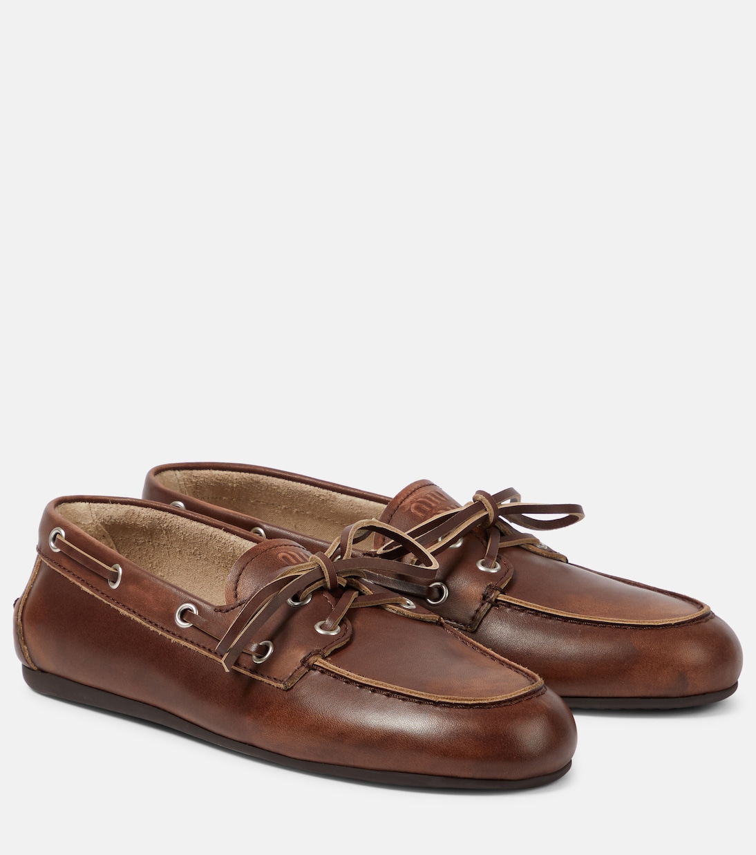 Кожаные лодочные туфли Miu Miu, Bruciato