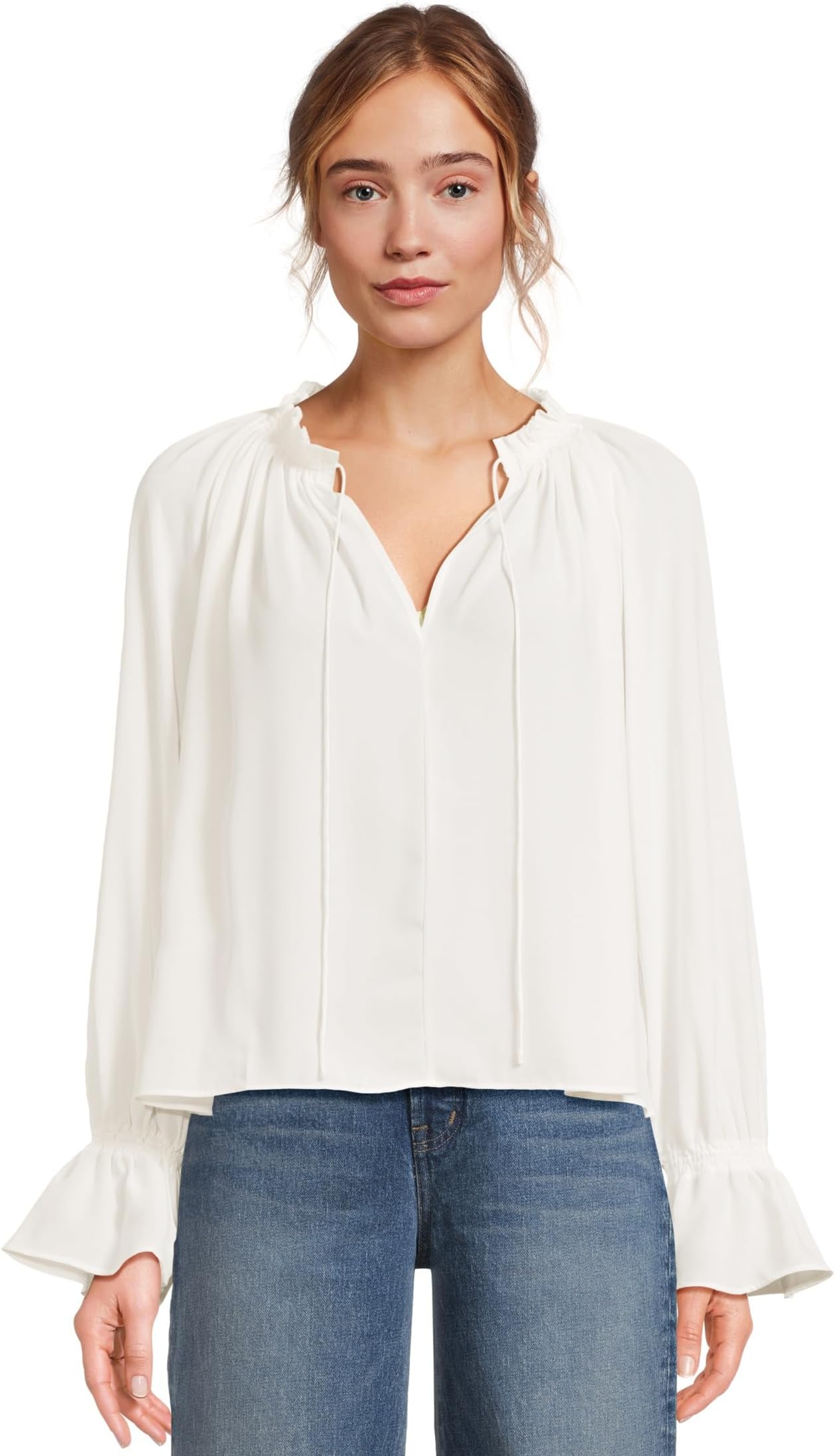 

Топ Madewell Nayla Boho Long Sleeve Tie Top, Winter White
