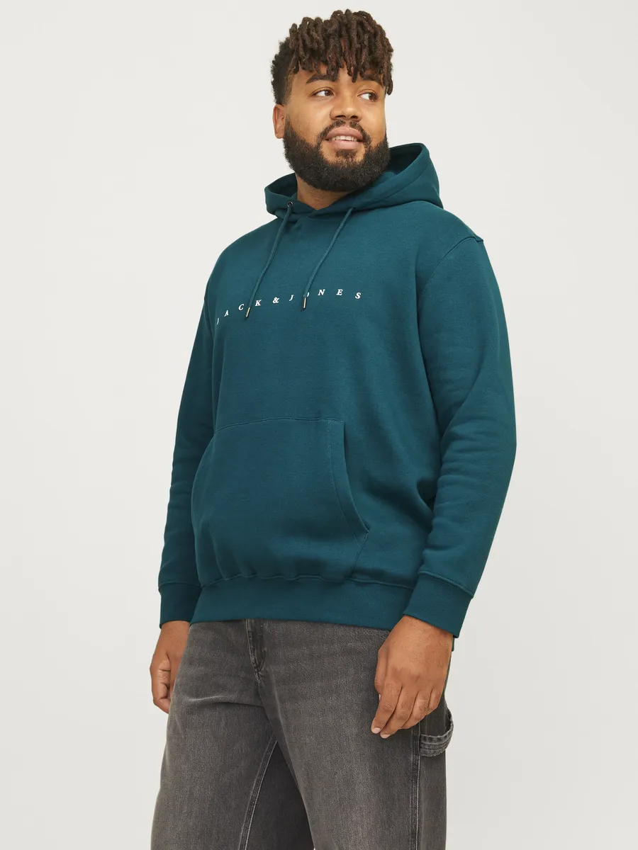 

Толстовка Jack & Jones PlusSize с капюшоном "JJESTAR JJ SWEAT HOOD NOOS PLS", бирюзовый